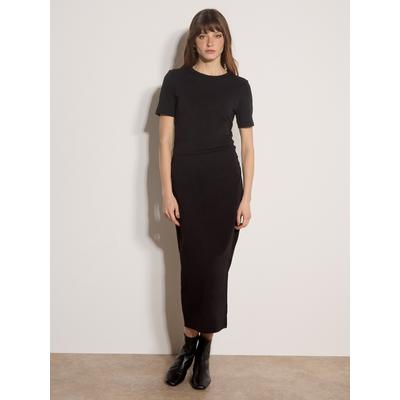 Midikleid APRICOT "Plissiertes Kleid mit Rüschen", Damen, Gr. M (38), N-Gr, schwarz, gewebt, Obermaterial: 78% Baumwolle CO. 22% Polyester PES., uni, Modisch, Gerade, Kleider Midikleid, mit Raffungen