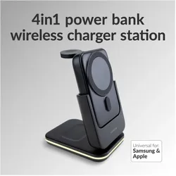 Mobilize 4 In 1 Kabellose Ladestation mit Abnehmbarer Powerbank (23 W), Wireless Charger, Schwarz