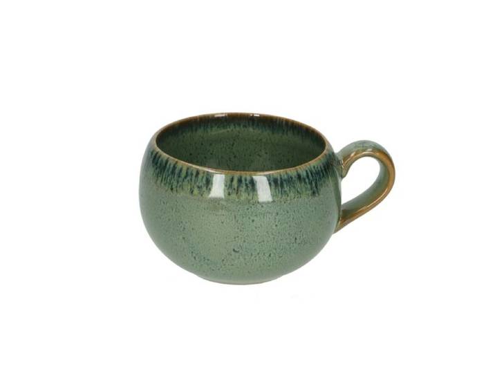 Mok rond reactieve glazuur, steengoed, groen, Ø 9 cm