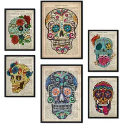 POSTER Set Mit 6 Vintage Skulls Sammlung A3 & A4 Rahmenlos