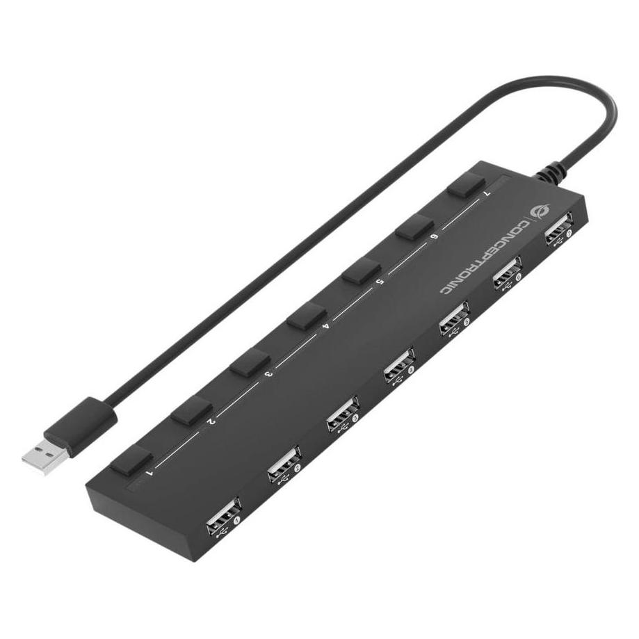 Conceptronic USB Hub (USB-A, 7 Ports) (HUBBIES08B)