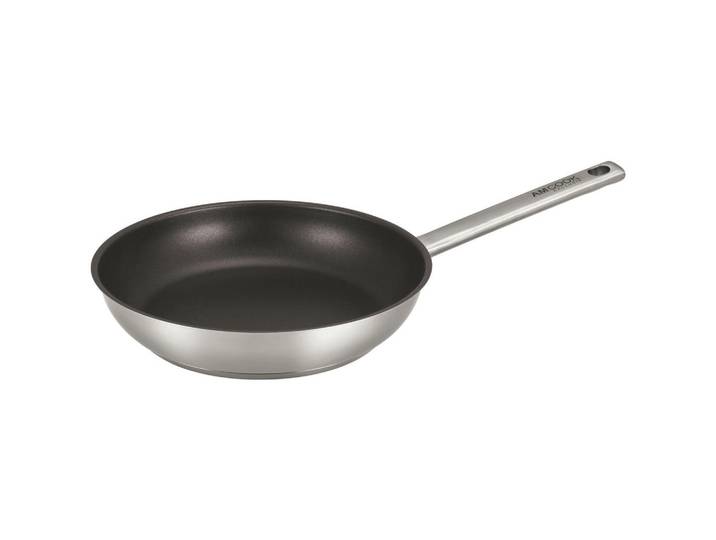 Am Cook Pfanne, Schwarz, Edelstahlfarben, Metall, hitzebeständige Griffe, antihaftbeschichtet, Kochgeschirr, Pfannen, Bratpfannen