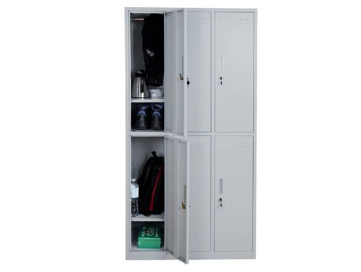 Schließfach Boston T829, Schließfachschrank Wertfachschrank Spind 6 Fächer, grau Grau