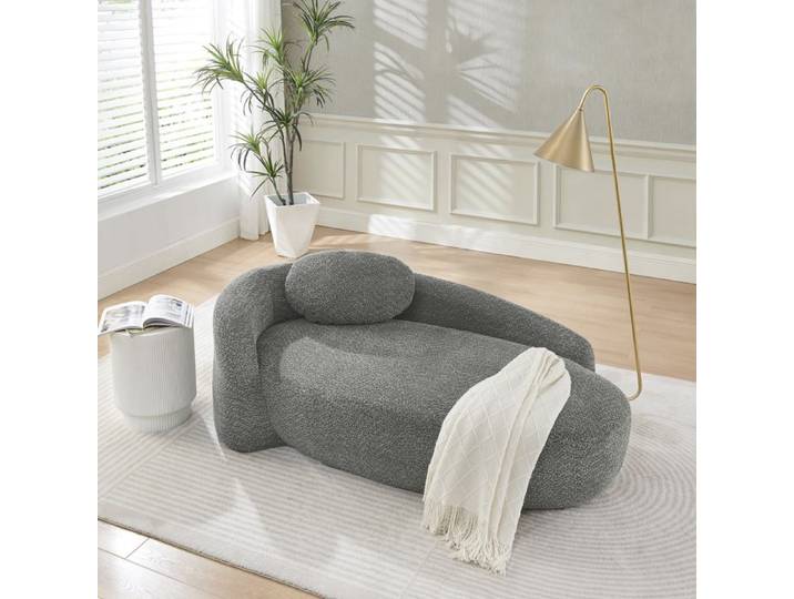Canapé 1 place Teddyfleece 67x38x24 5 cm canapé moderne coussin dossier arrondi rembourré style minimaliste gris