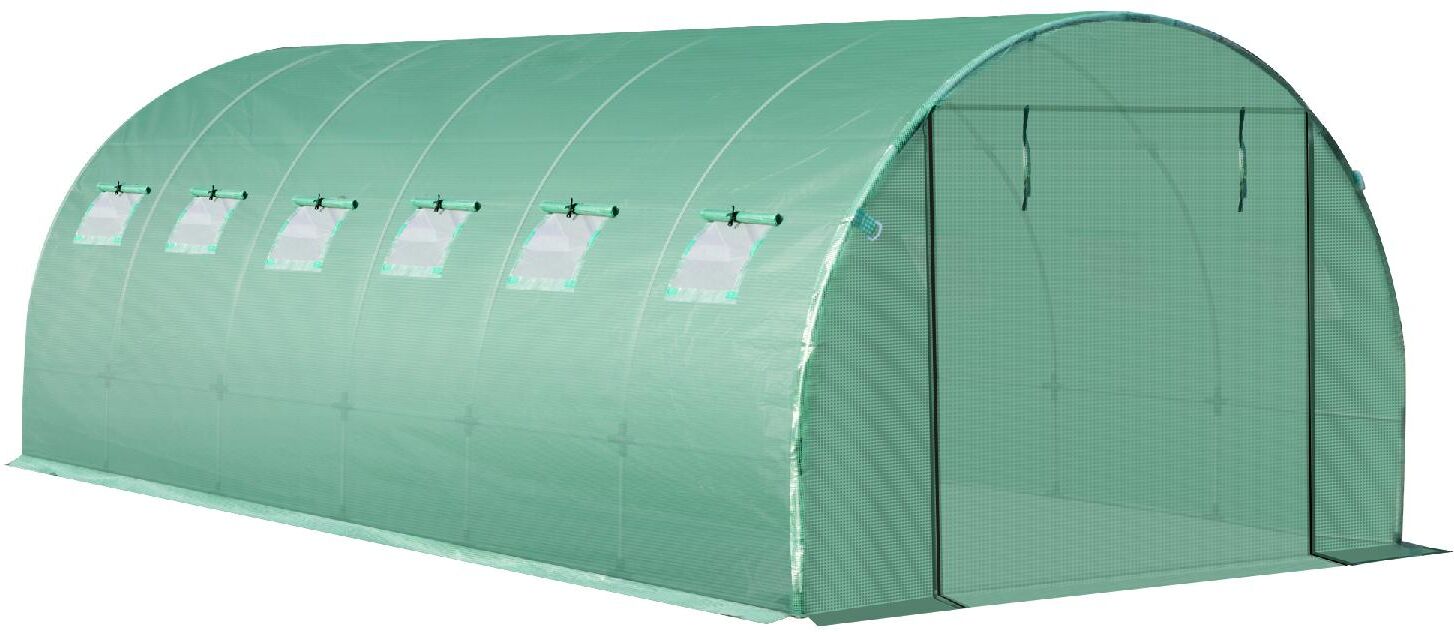 brugel 823dhgn Telo Per Serra In Pe Con 12 Finestre Porta Avvolgibile E Bordi Interrati 6x3x2 M Colore Verde - 823dhgn