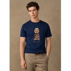 Hackett London für Herren. HM5000150 Marineblaues Harry-Shirt (L), Lässig, Baumwolle, Kurzarm