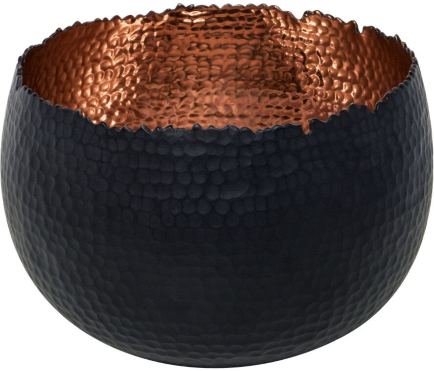 Ivyline Hammered Black/Copper Bowl, 19/30 Black 21cm H X 30cm W X 30cm D