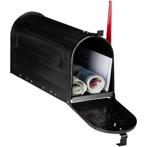 Relaxdays Zeitungsbox US Mailbox 10028066-0, mit Seitendeckel, aus Metall, vintage-schwarz