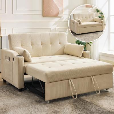 Garvee 3-in-1 Convertible Sofa Bed, Sleeper Loveseat with Pull-Out Bed and USB, Lounge Recliner