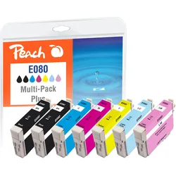 Peach Spar Pack Plus Tintenpatronen kompatibel zu Epson T0807, T0801, C13T08074011, C13T08014011
