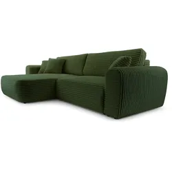 ECKSOFA VIVA Grün Kordstoff mit Schlaffunktion