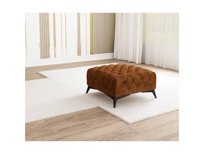 Polsterhocker 80cm Braun Microfaser Priya: Cognac