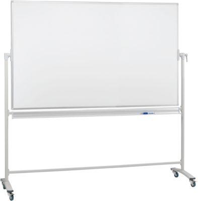 Mobile Drehtafel Franken, Querformat, 360° schwenkbar, mit Stativ, B 1800 x H 1200 mm, emailliert weiß