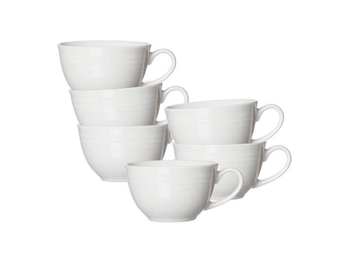 Ritzenhoff Breker Kaffeetassen Levi Weiß 220 ml 6er Set, Keramik, 0.22 L, Rund, Geschirr, Tassen, Kaffeetassen