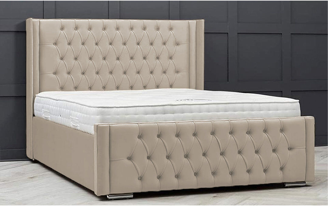 Ophelia & Co. Lucio Velvet Upholstered Bed Frame - Curved Headboard, Sprung Slatted Base Coffee Double (4'6)