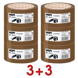 Nopi 3 + 3 Aktion: 6x Packband »Nopi Universal« 50 mm x 66,00 m braun braun
