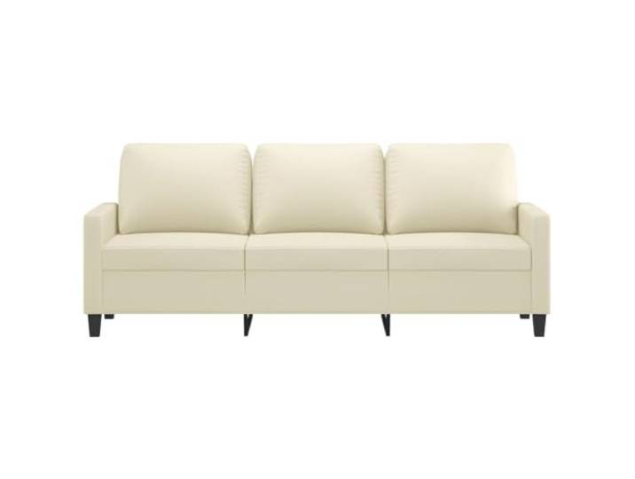 KTHLBRH 3-Sitzer-Sofa, Creme, 180 cm, aus Kunstleder Gestell aus Metall, Polsterung aus Schaumstoff, 110 kg pro Sitz, modernes Design
