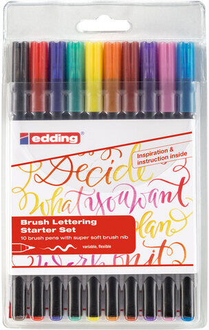 edding Brush Lettering Starter-Set, 10 Stifte