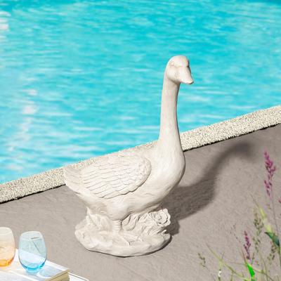 "Glitzhome 20""H MGO Faux Bronze / White Goose Garden Statue"