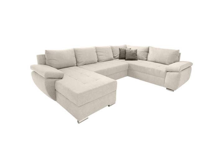 P & B Wohnlandschaft, Creme, Uni, 5-Sitzer, Füllung: Schaumstoff, U-Form, 305x219 cm, Made in EU, Liegefunktion, Wohnzimmer, Sofas & Couches, Wohnlandschaften, Wohnlandschaft U-Form