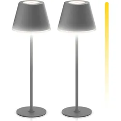 Brandson, Tischlampe, 2x LED Schreibtischlampe, stufenlos dimmbar, 3 Lichtmodi, kabellos, mit Akku, metall, anthrazit