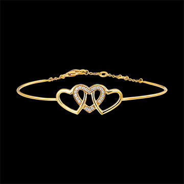 Edenly Armreif Kostbares Geheimnis - Verschlungene Herzen - 18 Karat Gelbgold u