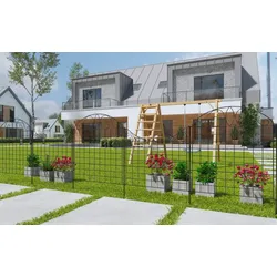 POWERTEC GARDEN Metall-Gartenzaun, M9, pulverbeschichtet, ca. 77,5 x 64 cm - Anthrazit