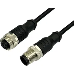 BKL Electronic 2702037 Sensor-Aktor-Verlängerungsleitung M12 Stecker gerade auf, Elektronikkabel + Stecker, Schwarz