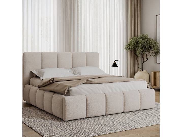 Lit coffre 140x200 sommier inclus Klaus Texturé Beige