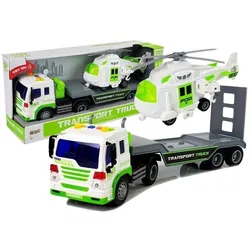 Lean Toys 1:16 batteriebetriebener Transporter mit Hubschrauber
