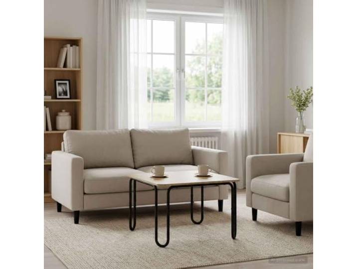 Couchtisch Sonoma-Eiche 79,5 x 79,5 x 45 cm Holzwerkstoff mit Stahlrahmen U-förmige Beine, verzinkter Stahlrahmen, robuste Holzwerkstoffplatte, vielseitig einsetzbar, pflegeleichte Oberfläche