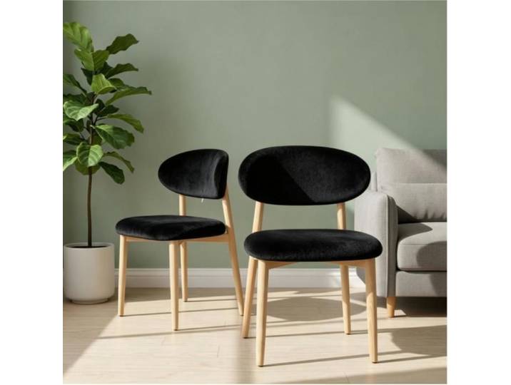 ViYi. Chaise de Cuisine en Set de 2 - Chaises à Manger Modernes - Tissu - Pour Salle à Manger Cuisine Restaurant - Noir