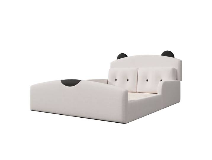 Lit plateforme en lin blanc 140x200 cm