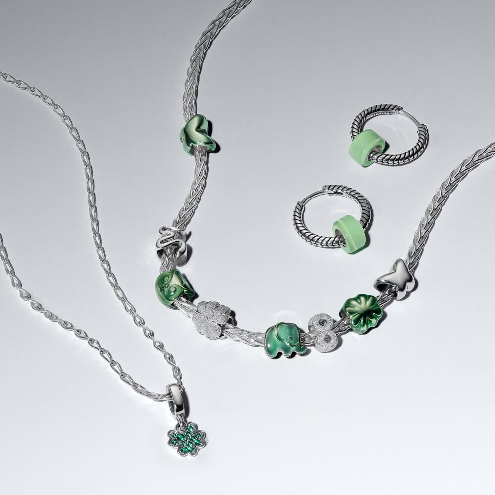 PANDORA Mini Charm Elefant aus grüner Emaille und Silber grün