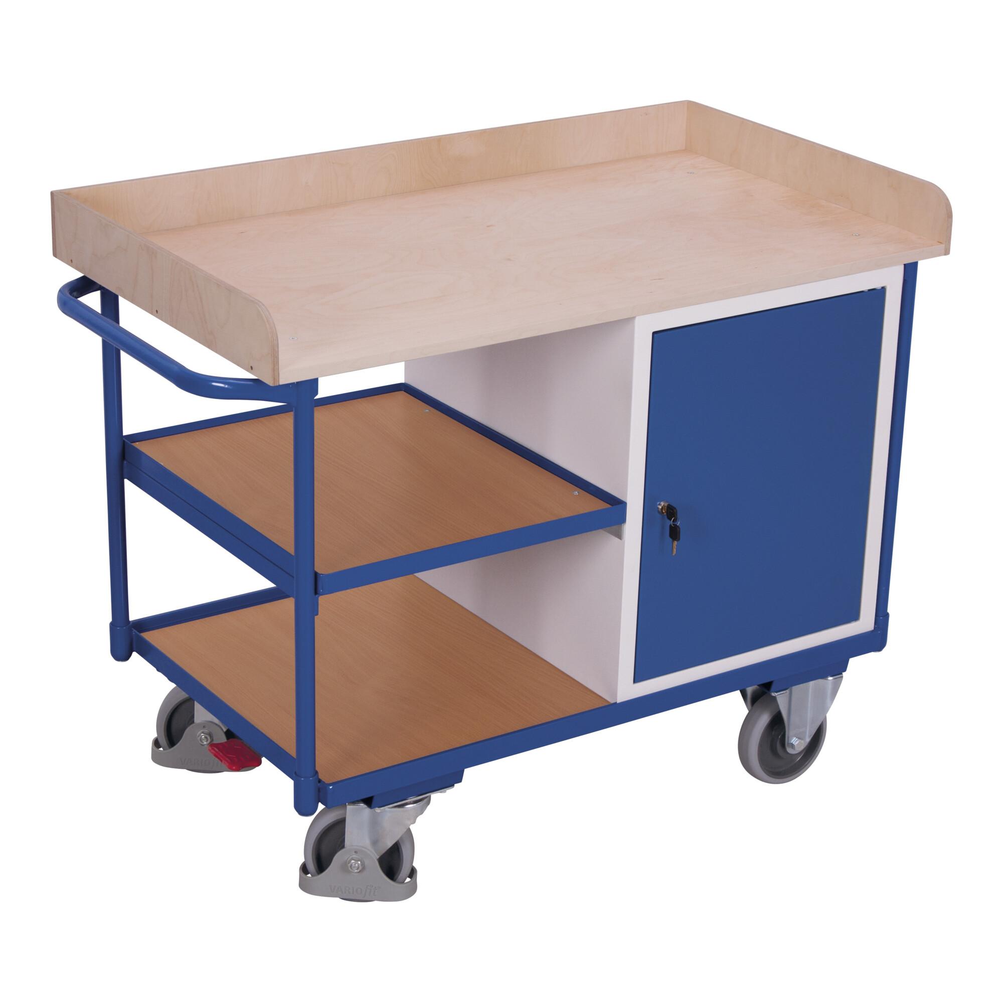 VARIOfit Werkstattwagen mit 3 Ladeflächen inkl. Tablett 1 Schrank (sw-600.610)