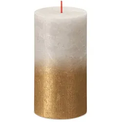 Stumpenkerze Rustik Sunset 13cm Ø 6,8cm Sandgrau+Gold