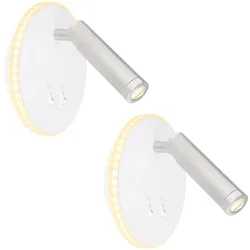 2x LED Wandleuchte Wandlampe Wohnzimmerlampe Beweglicher Spot Weiß Metall D 14,6 cm