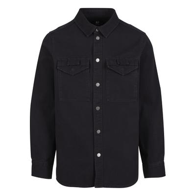 Jeansjacke BRANDIT "Brandit Brandit Men Heavy Twill Shirt", Herren, Gr. L, schwarz, 100% Baumwolle, unifarben, normal, amerikanischer Ausschnitt, Jacken Jeansjacke