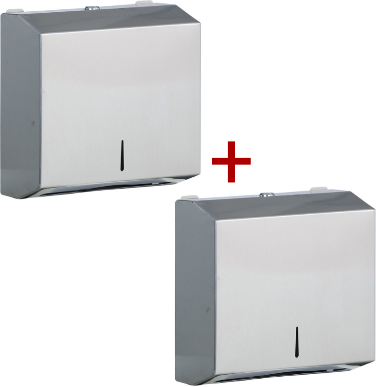 B2B Partner Papierhandtuchspender 1+1 GRATIS, Edelstahl, 275x265x100 mm