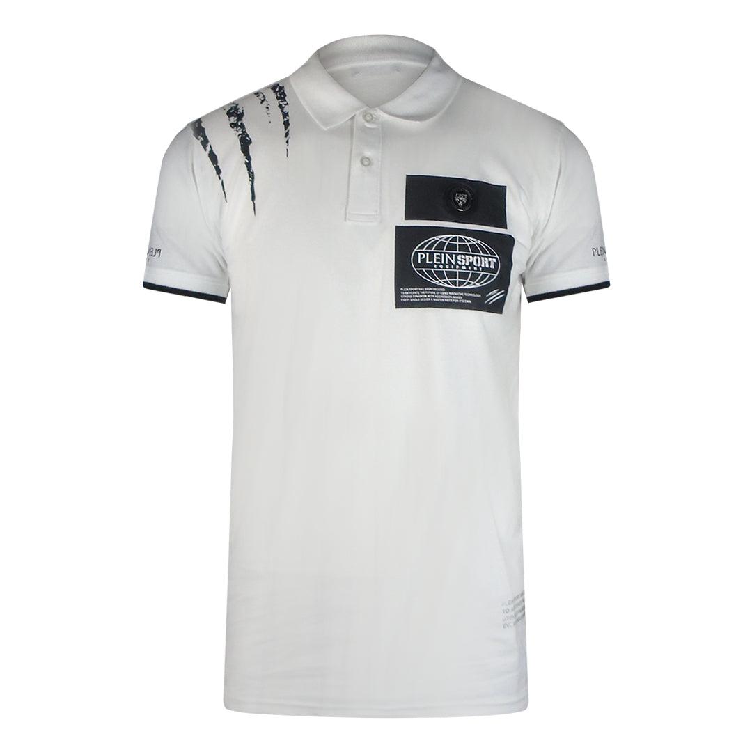 Plein Sport - Weißes Poloshirt Mit Kratzern An Der Schulter