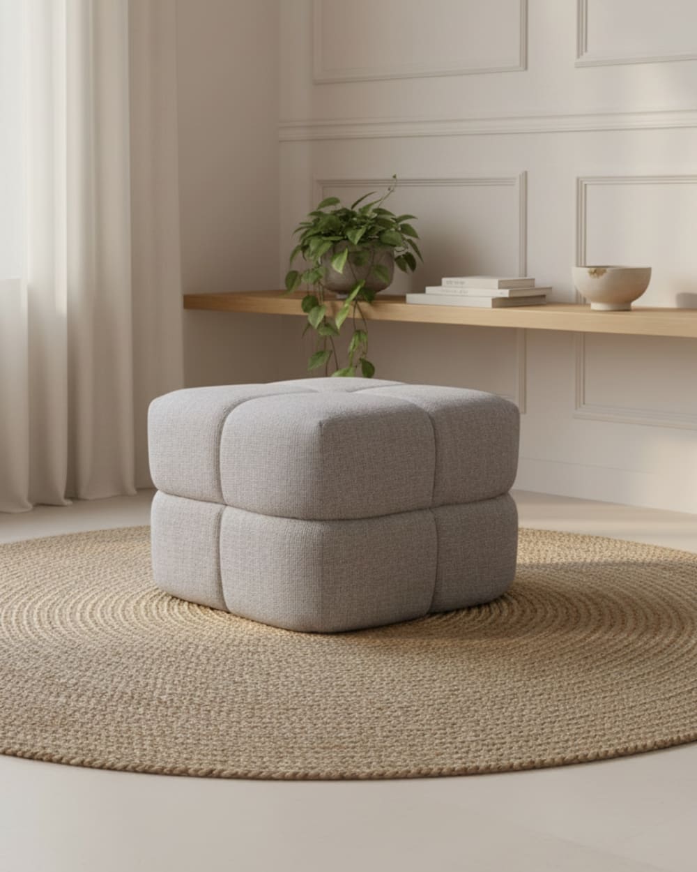 Koketto Home Puff tapizado en gris