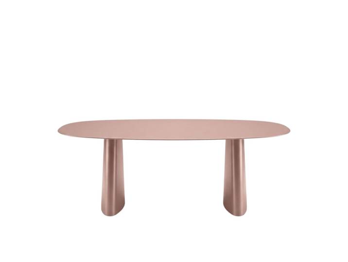 Table fixe couleur rouille 220 x 110 cm, hauteur 76 cm