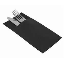 MONOUSO - Besteckservietten Airlaid 40x40cm Schwarz (60 Stück)