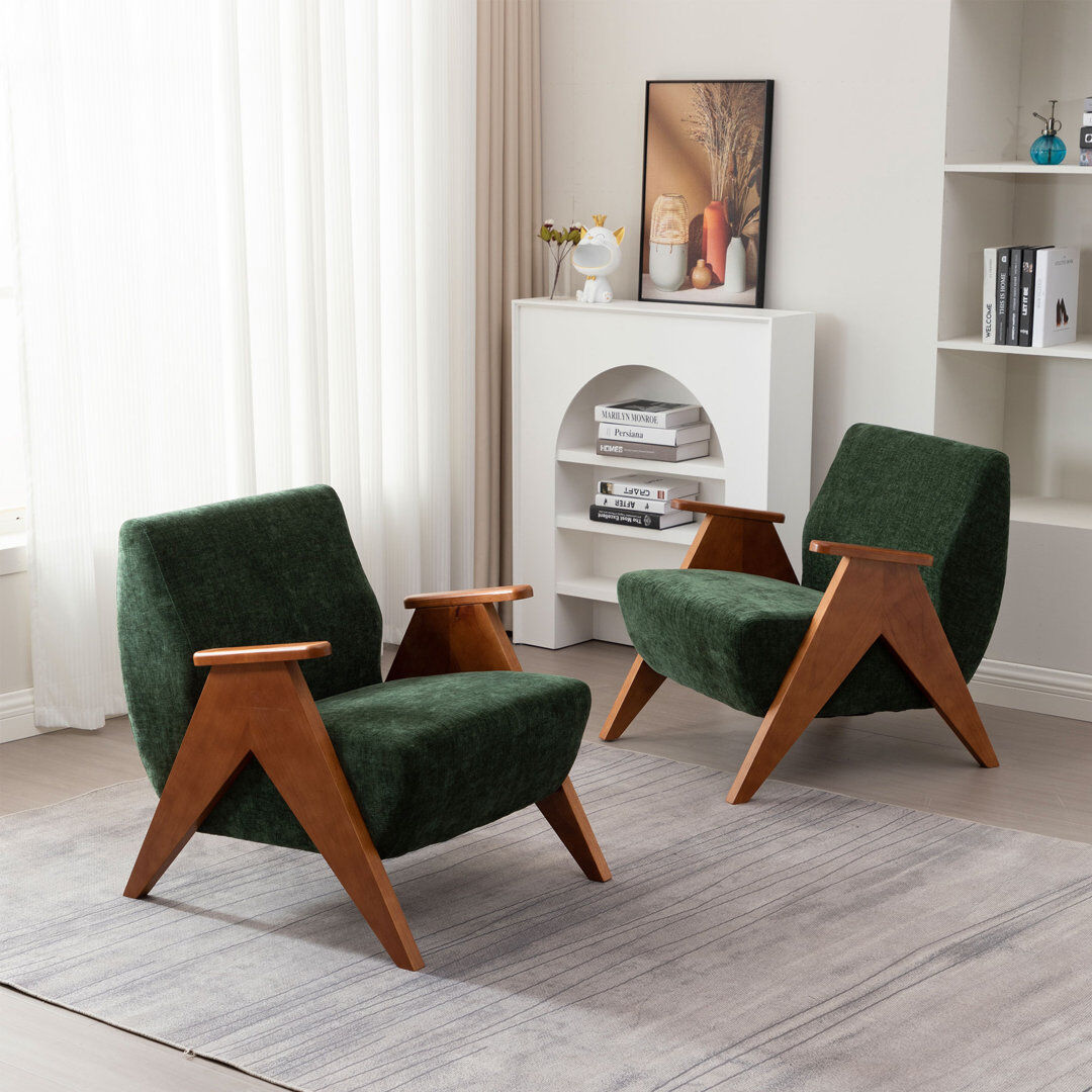 Blue Elephant 69.9Cm Wide Chenille Armchair Green Chenille 76.2cm H X 69.9cm W X 77cm D