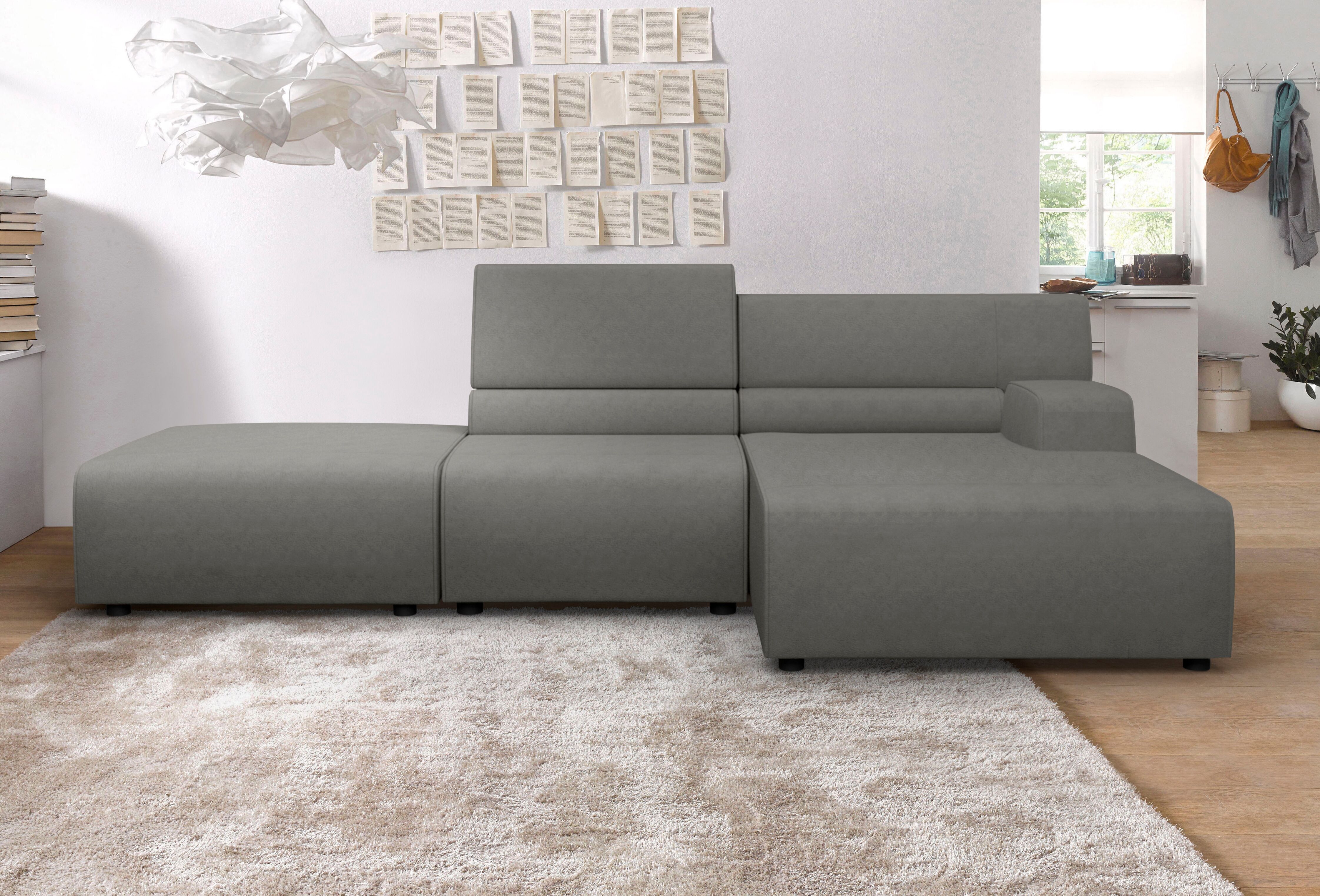 Ecksofa EGOITALIANO "Babouche, Designsofa mit aussergewöhnlichem Sitzkomfort zum Wohlfühlen", grau (steingrau), B:287cm H:80cm T:98cm, Luxus-Micofaser Lederoptik (100% Polyester) ist ein neues technisches Gewebe mit einem visuellen und taktilen Aspekt, de