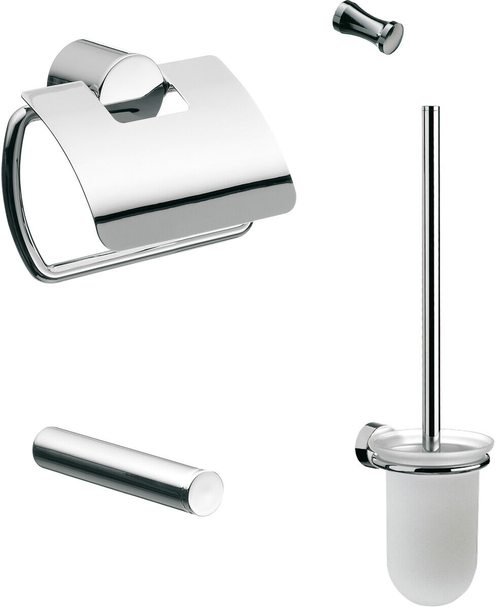 Emco Rondo 2 WC set 459800102 chromé , porte-papier avec couvercle, porte-rouleau de rechange, garniture de toilette et Haken