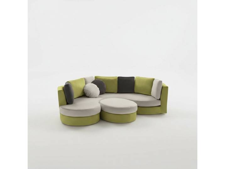 JVmoebel Ecksofa Halbrundes grünes Sofa mit Textilbezug und Holzuntergestell, Made in Europa