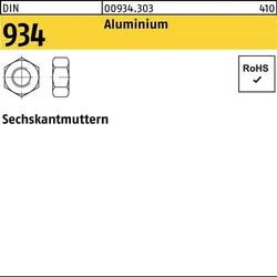 Sechskantmutter DIN 934 M12 Aluminium 50 Stück