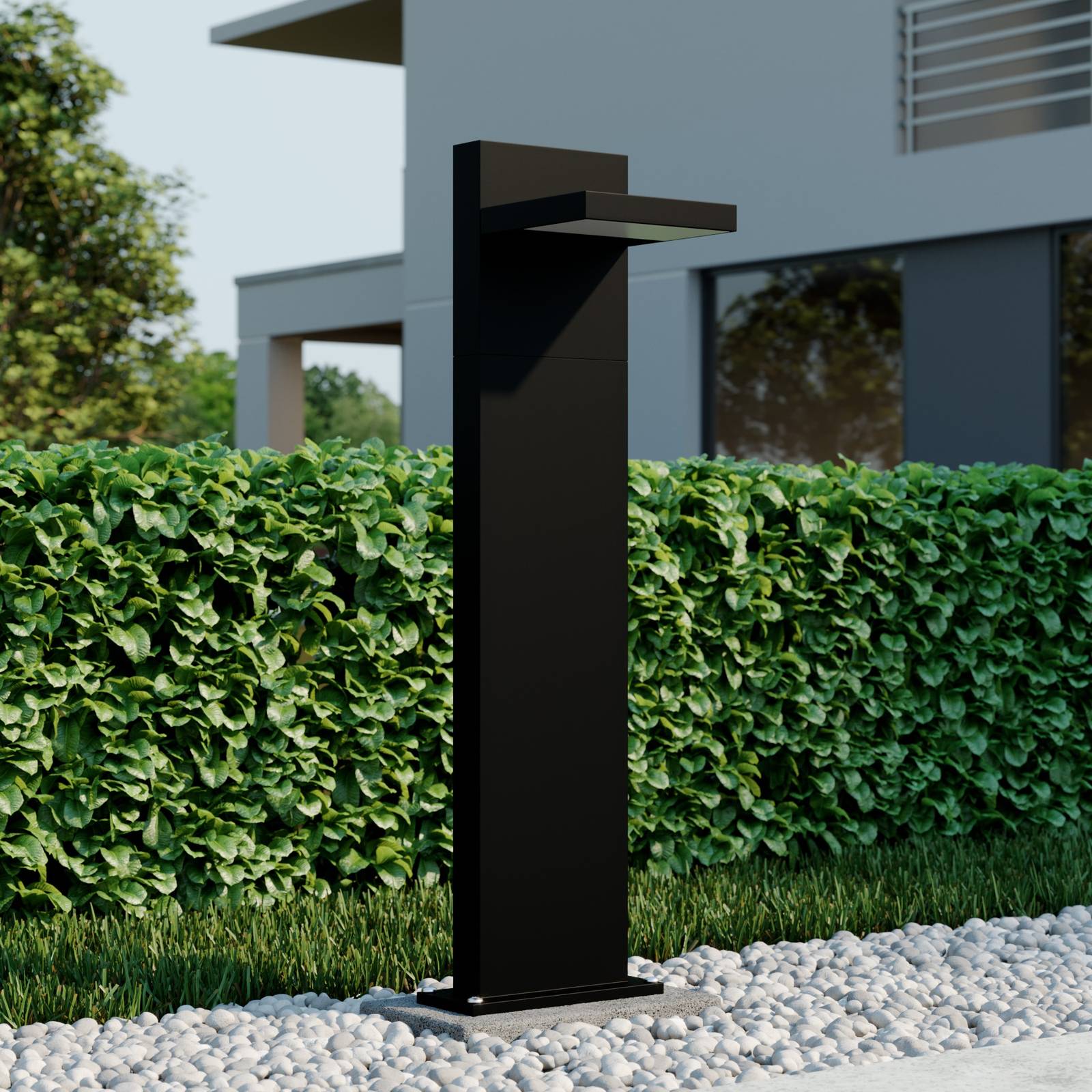 LED Wegeleuchte Silvan Lucande, schwarz, Aluminium, Modern, LED Außenleuchte