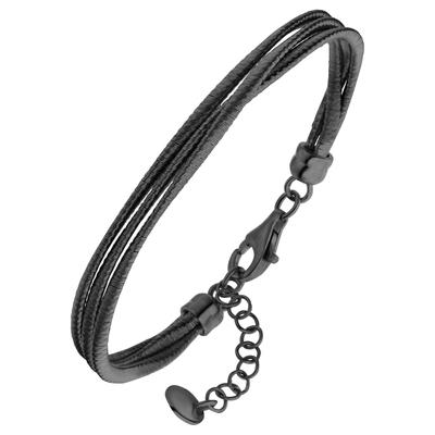 Armband JOBO "Layering", schwarz, Armbänder, Damen, 20cm, Silber 925 (Sterlingsilber), Armband, 925 Silber matt 20 cm